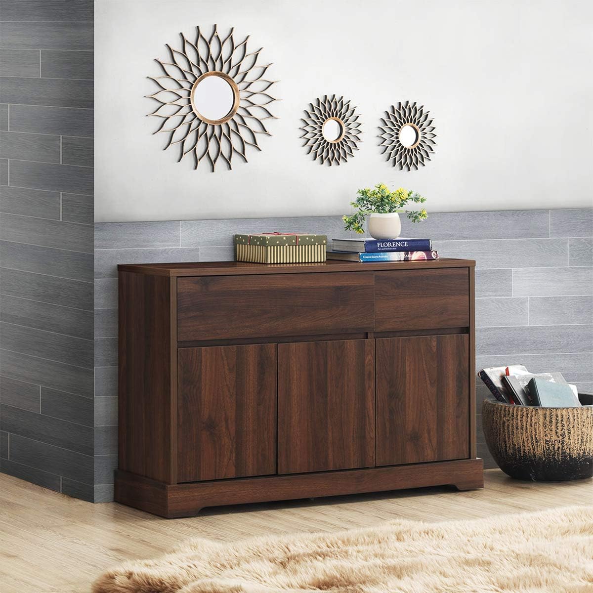 Walnut Buffet Sideboard with 2 Drawers and 2 Cabinets Z15133