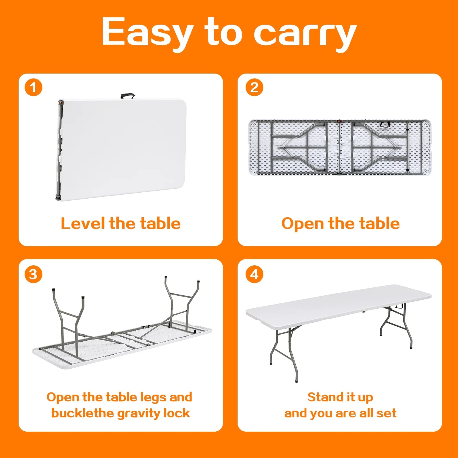 White 8ft Plastic Folding Table O656077