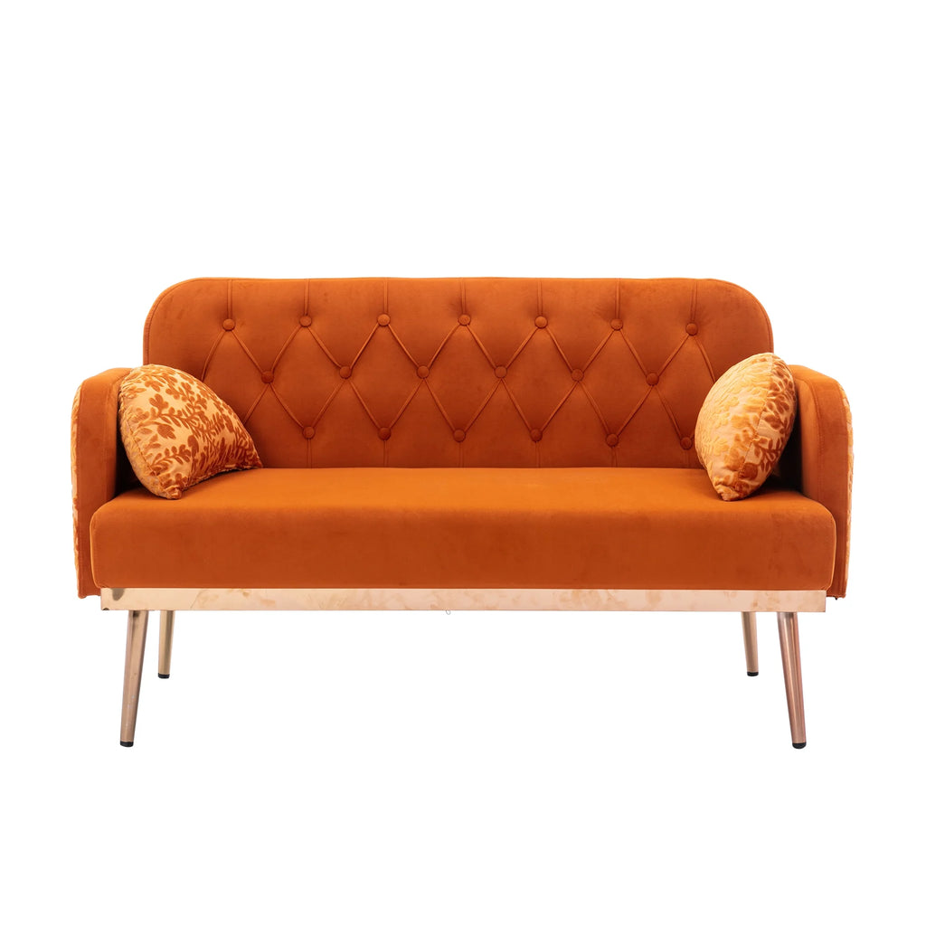 Velvet Accent Loveseat Sofa with Metal Feet K1104