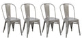 Industrial Vintage Metal Stackable Dining Side Chair - 4 U634