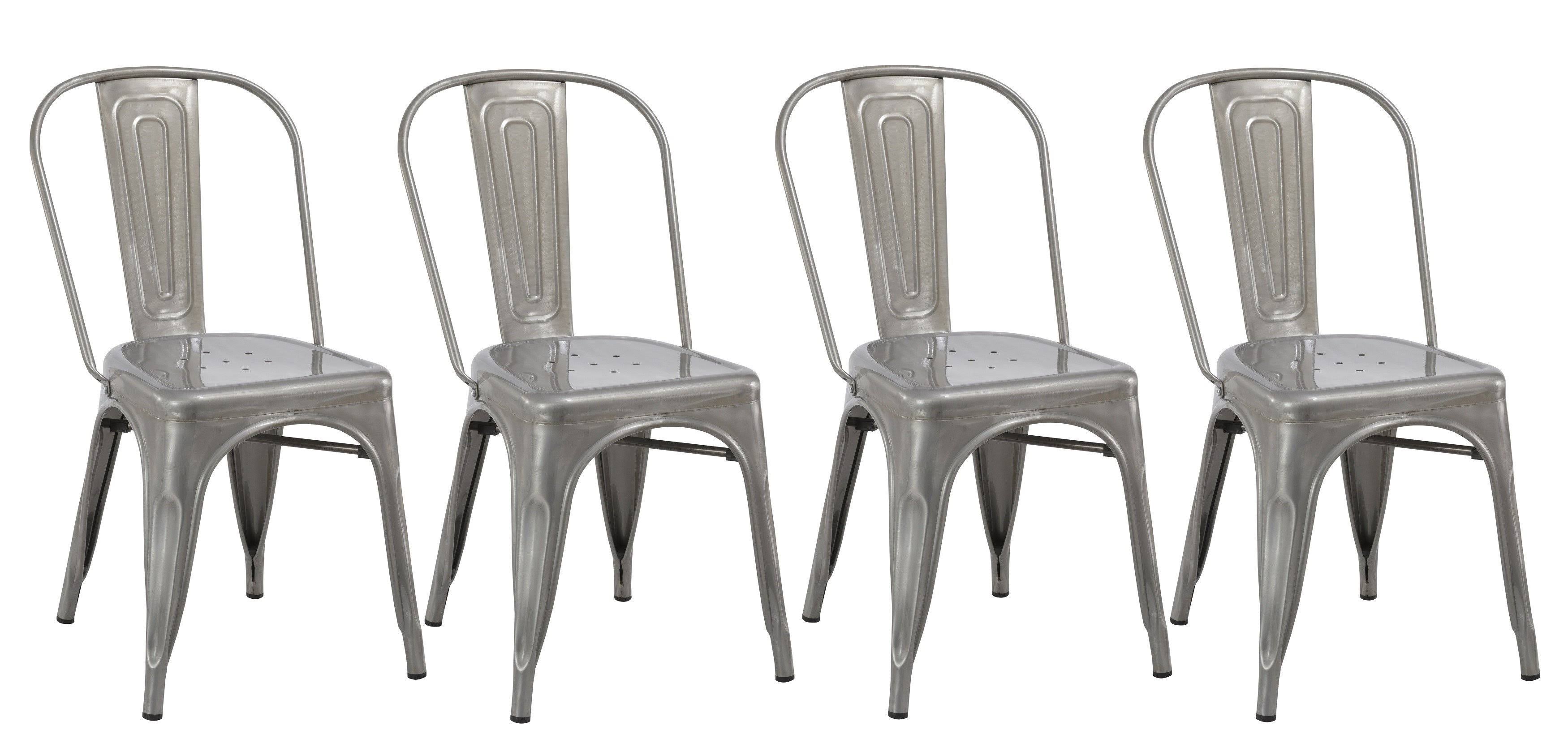 Industrial Vintage Metal Stackable Dining Side Chair - 4 U634