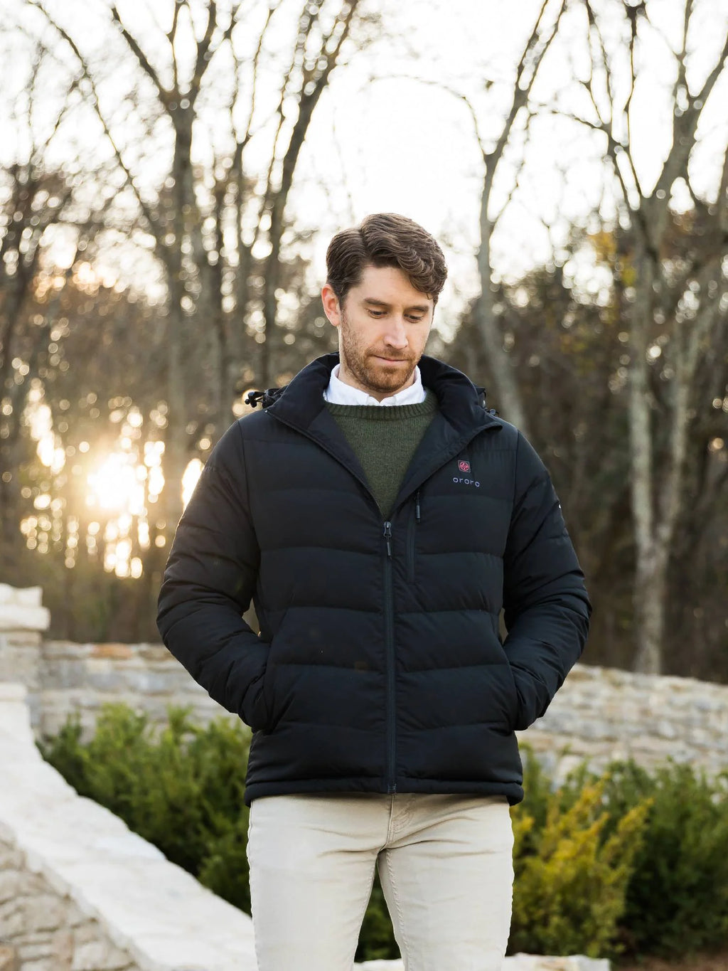 Heated Jacket with 90% Down Insulation, Black, L X27974