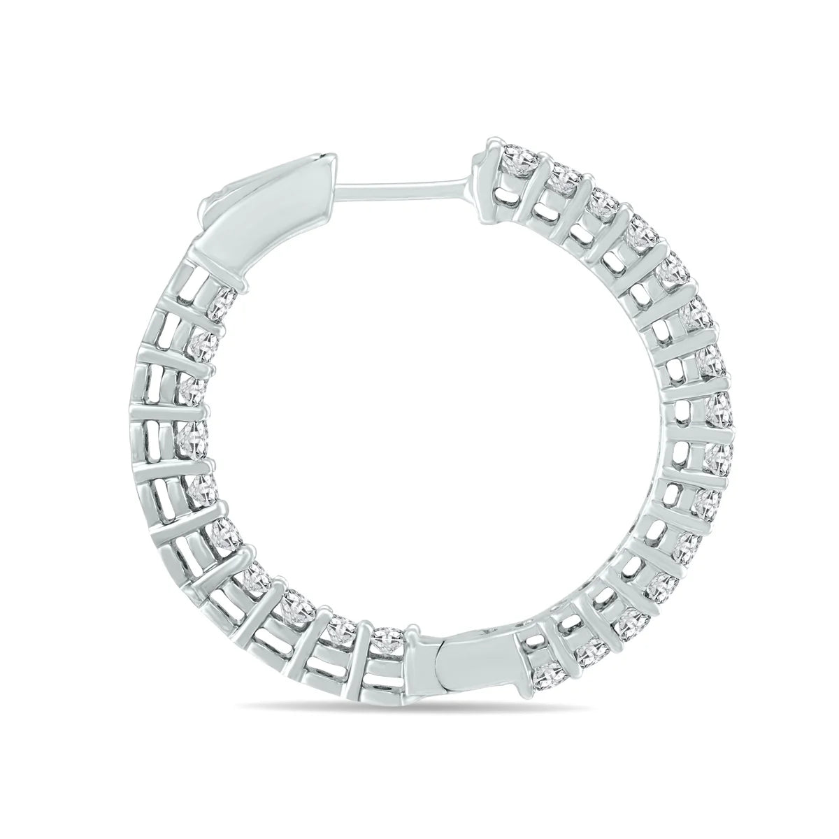 14K White Gold Diamond Hoop Earrings M49624