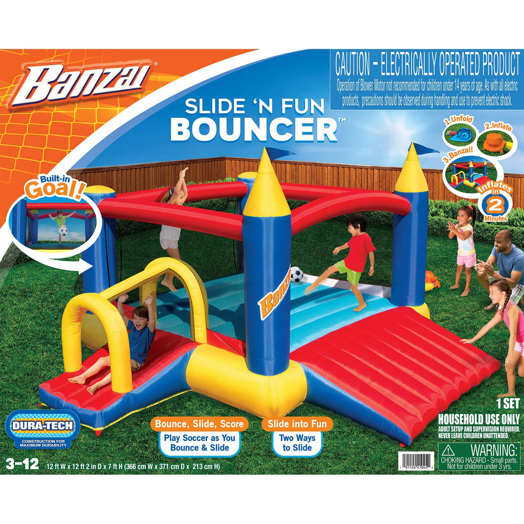 Inflatable Slide & Bounce House with Soccer Net and Ball E20066