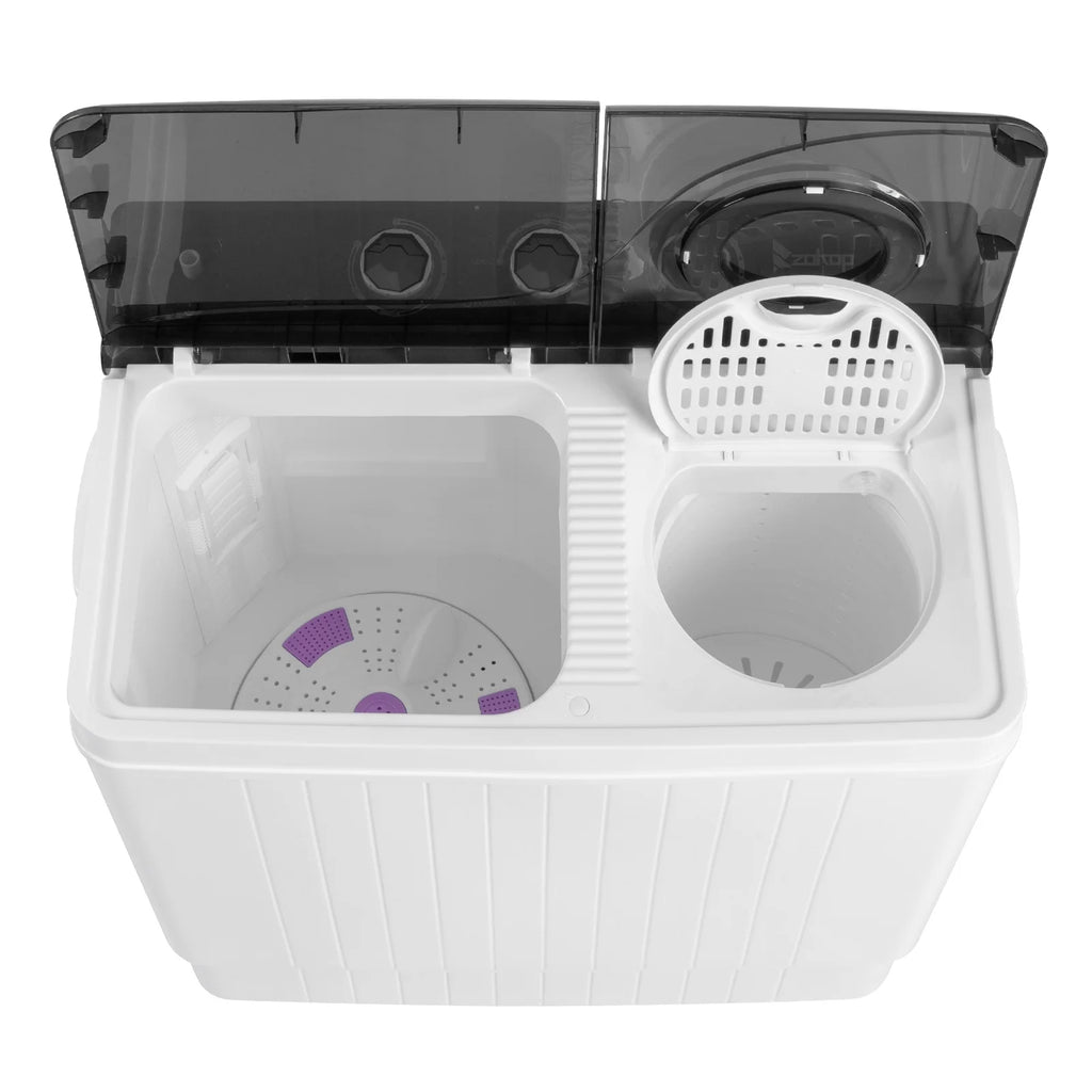 Semi-automatic Twin Tub Washing Machine with Built-in Drain Pump, White&Black W2356