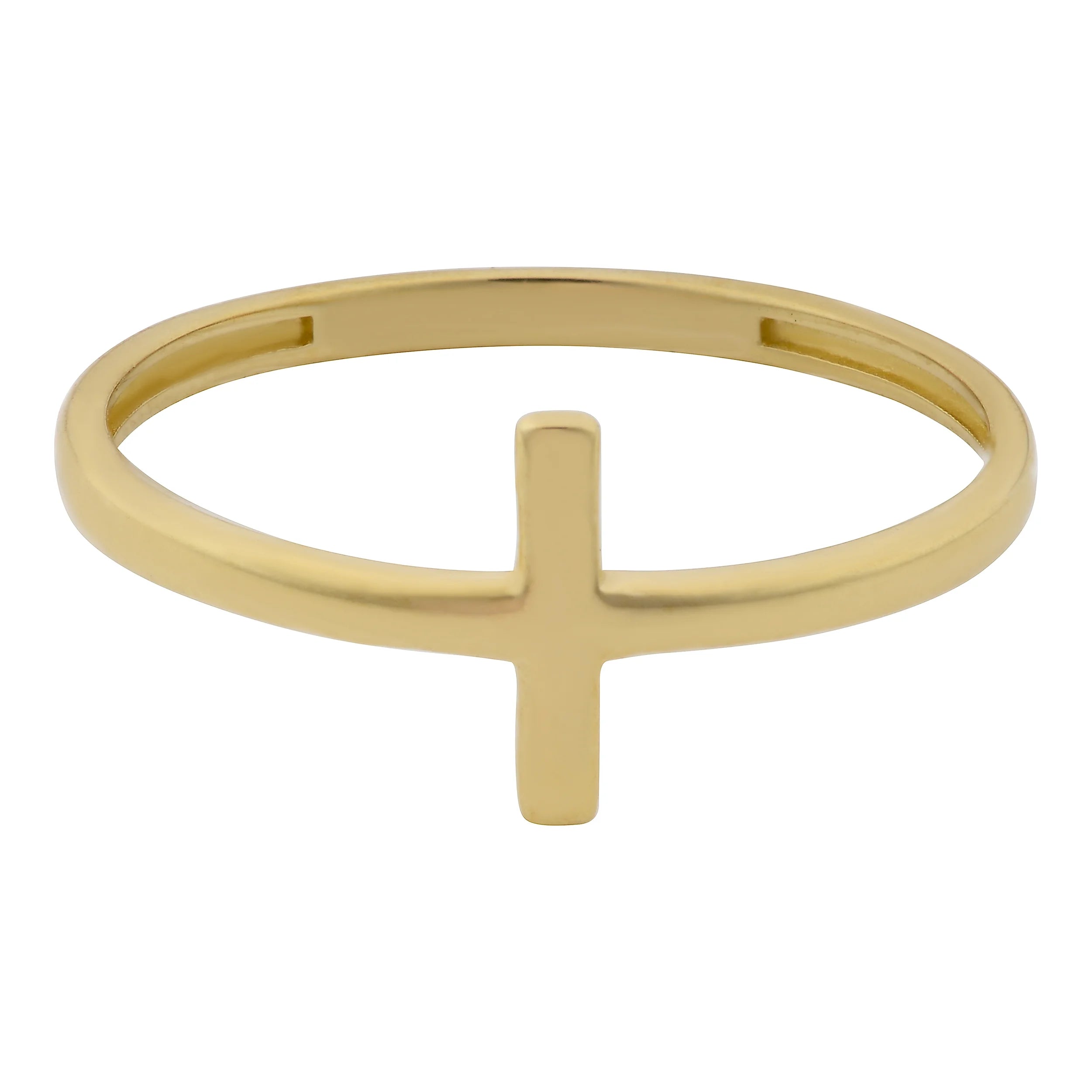10k Yellow, White or Rose Gold High Polish Cross Ring T360