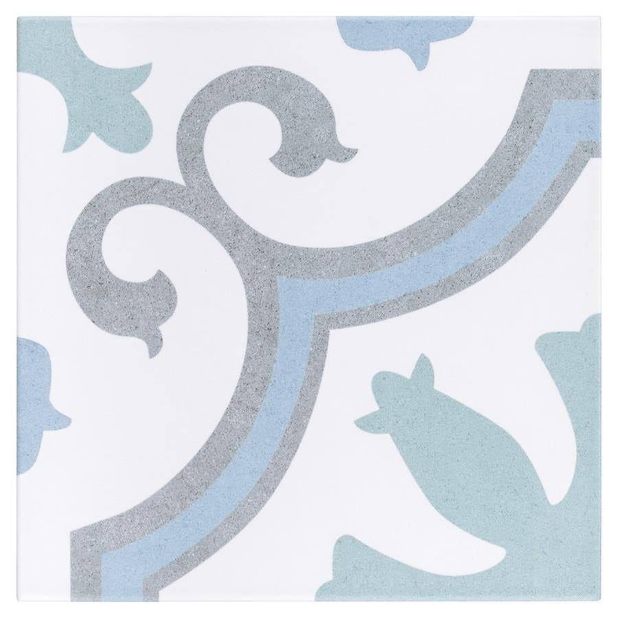 Aqua Encaustic Porcelain Floor and Wall Tile D2373