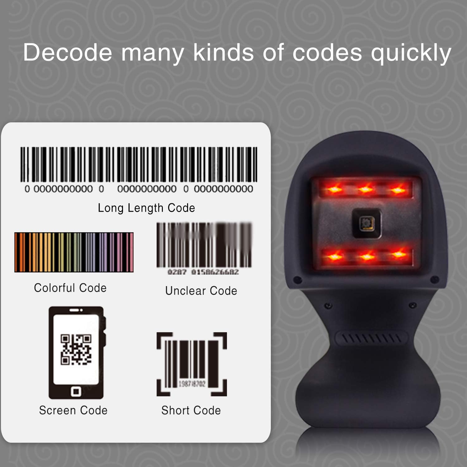 USB Hands-Free 2D Barcode Scanner Pack of 2 K2534