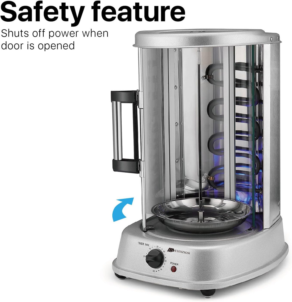 Stainless Steel Countertop Rotisserie Oven with Bake Ware Skewers T871