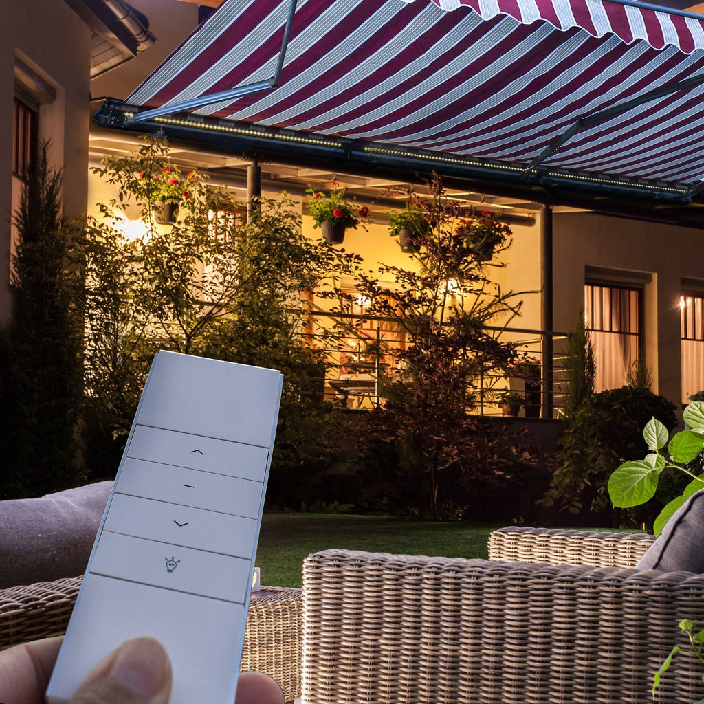 Motorized LED Half Cassette Retractable Awning 10 x 8 Feet Green/White J664083