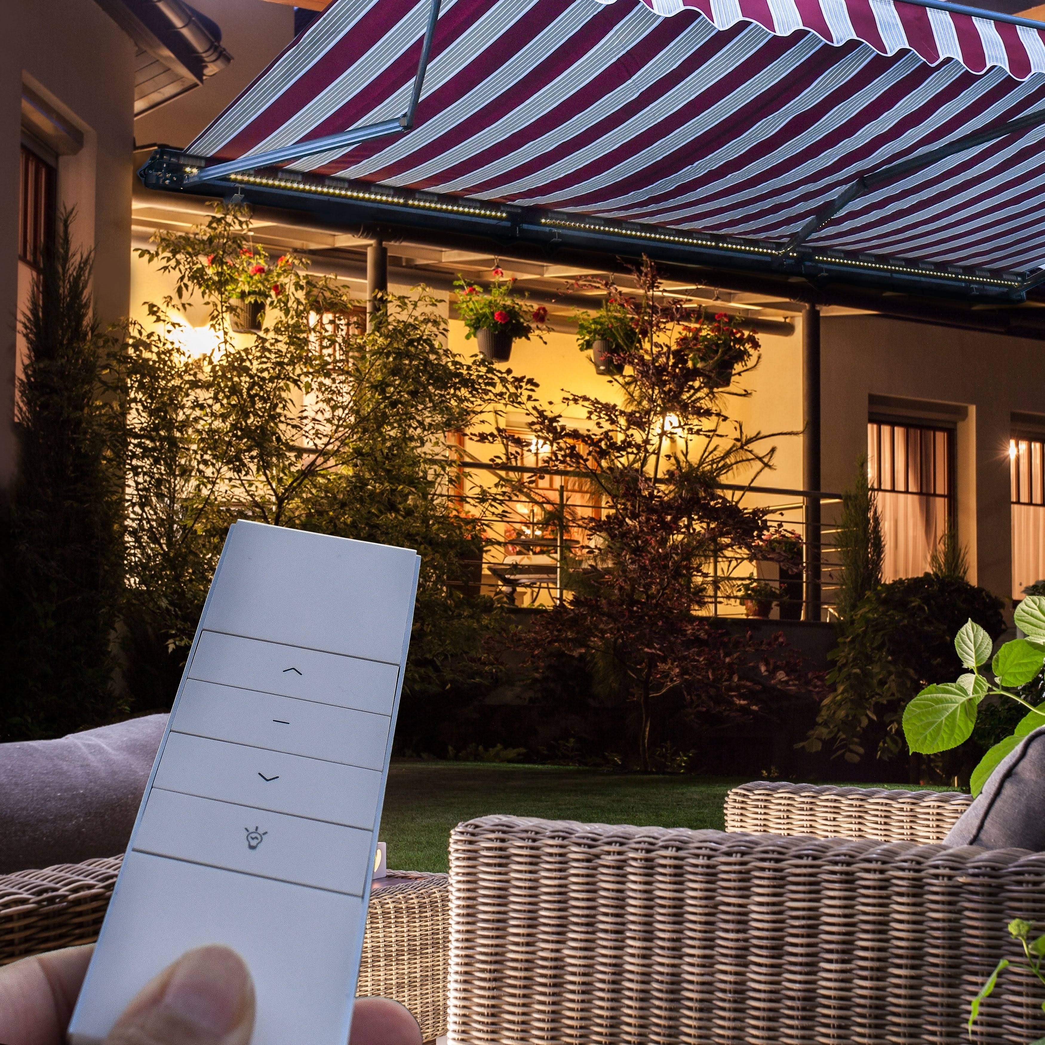 Motorized LED Half Cassette Retractable Awning 10 x 8 Feet Green/White J664083