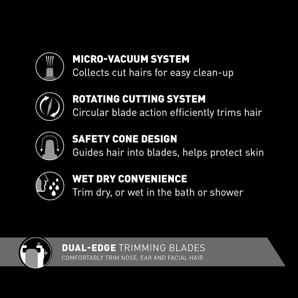Men's Nose & Ear Hair Trimmer with Vacuum Cleaning System A757