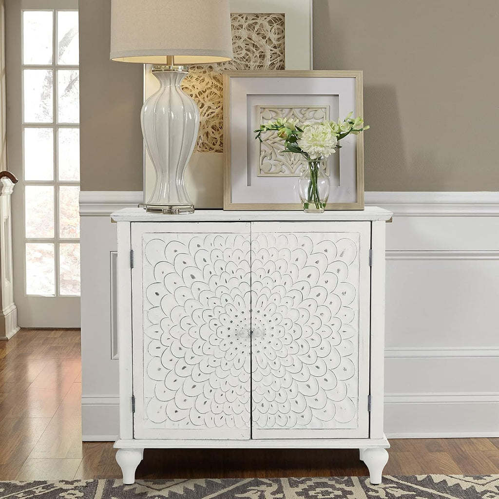 White Accent Cabinet with 2 Doors Storage Sideboard Buffet Cabinet N233