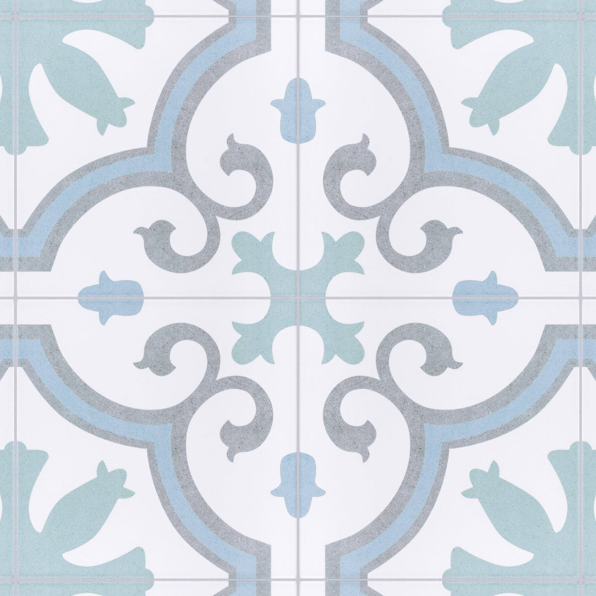 Aqua Encaustic Porcelain Floor and Wall Tile D2373