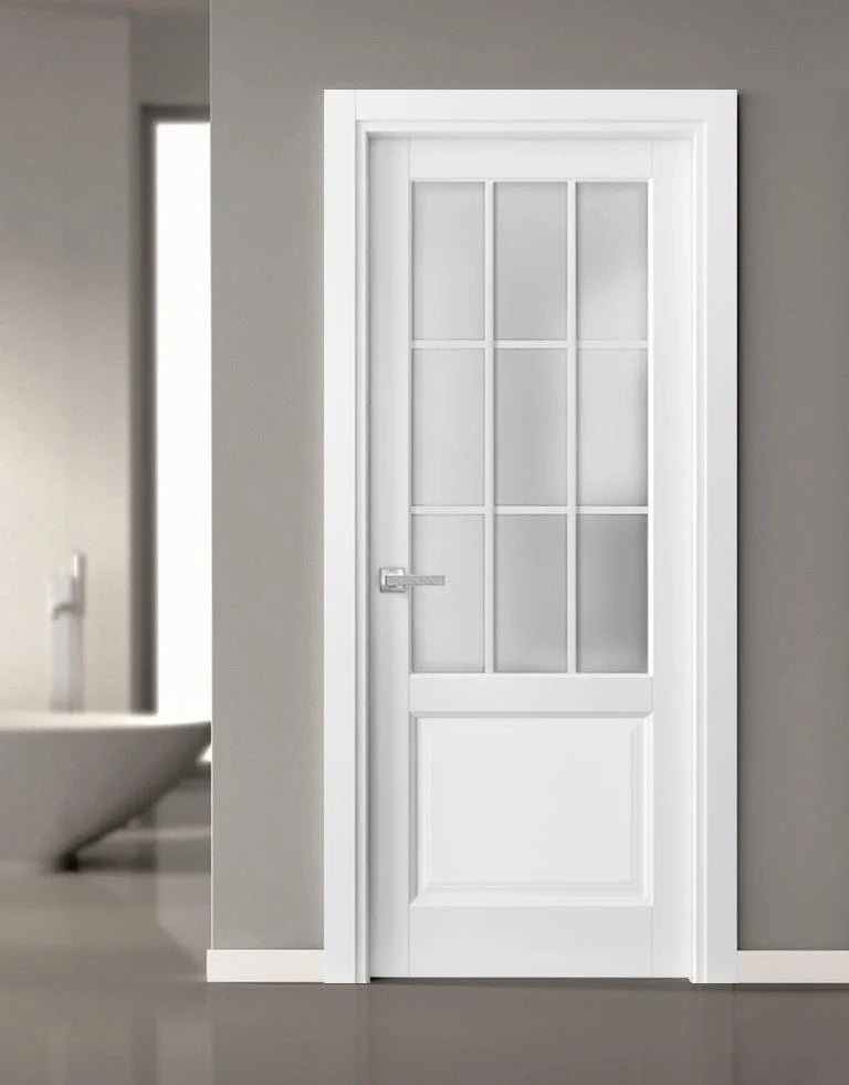 Solid French Door Frosted Glass 9 Lites 36 x 80 inches Q3596