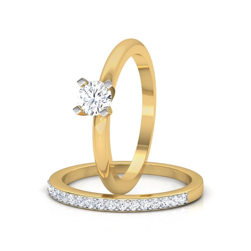 14K Yellow Gold Diamond Wedding Ring Set V291011