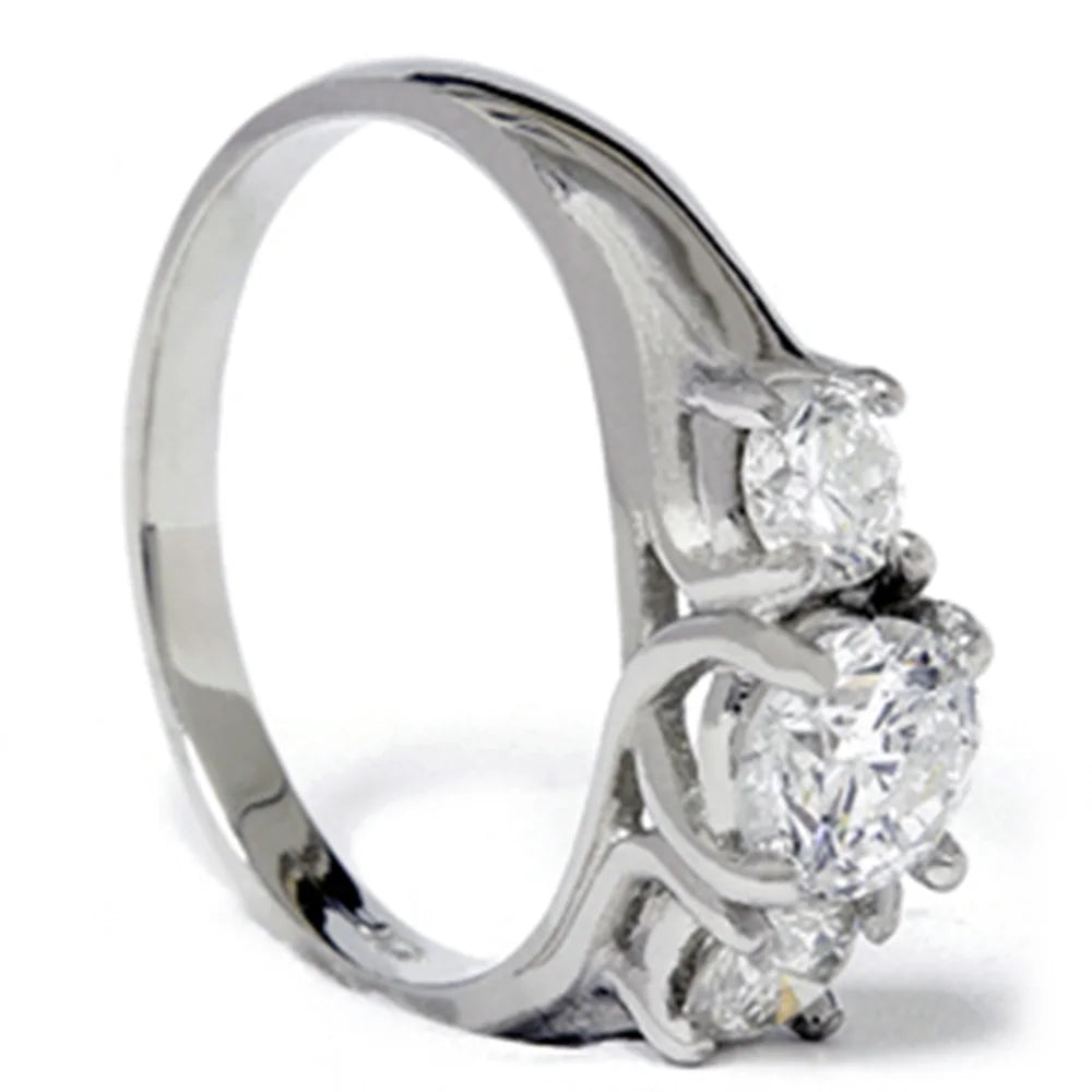 Three Stone Diamond Engagement Ring Platinum H85571