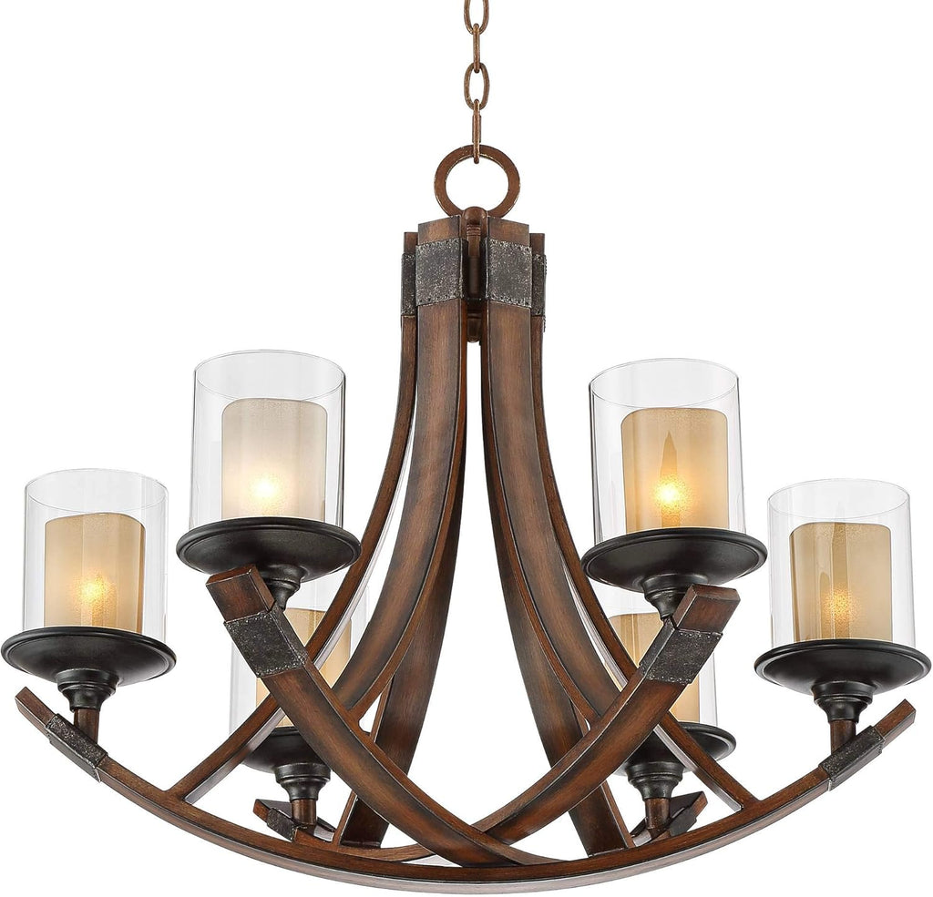 Mahogany Wood Chandelier 6-Light Fixture B20500