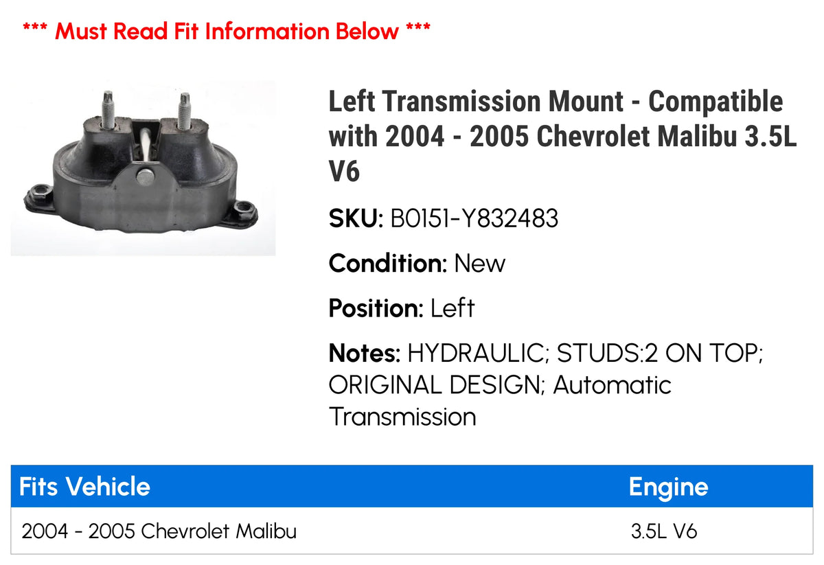 Left Transmission Mount for 2004-2005 Chevy Malibu 3.5L V6 A69184