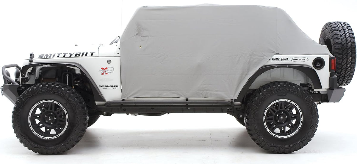 Gray Water-Resistant Cab Cover with Door Flap V5416