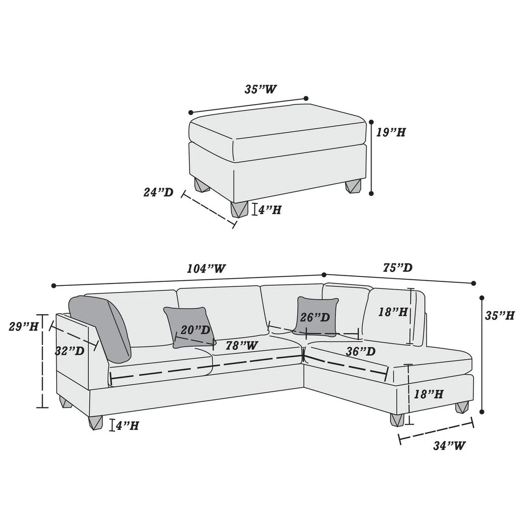 Reversible Sectional with Ottoman Set B49624
