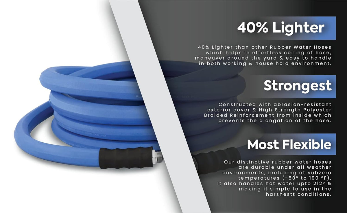 1" x 25' 100% Rubber Garden Hose, 500 PSI, Pack of 2 W304105