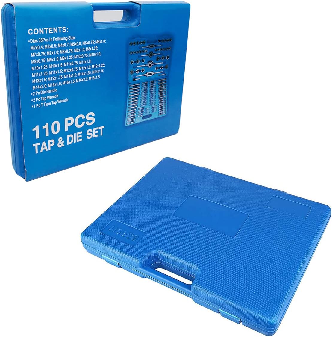 110PCS Hardened Alloy Steel Metric Tap and Die Rethreading Tool Set with Storage Case F500