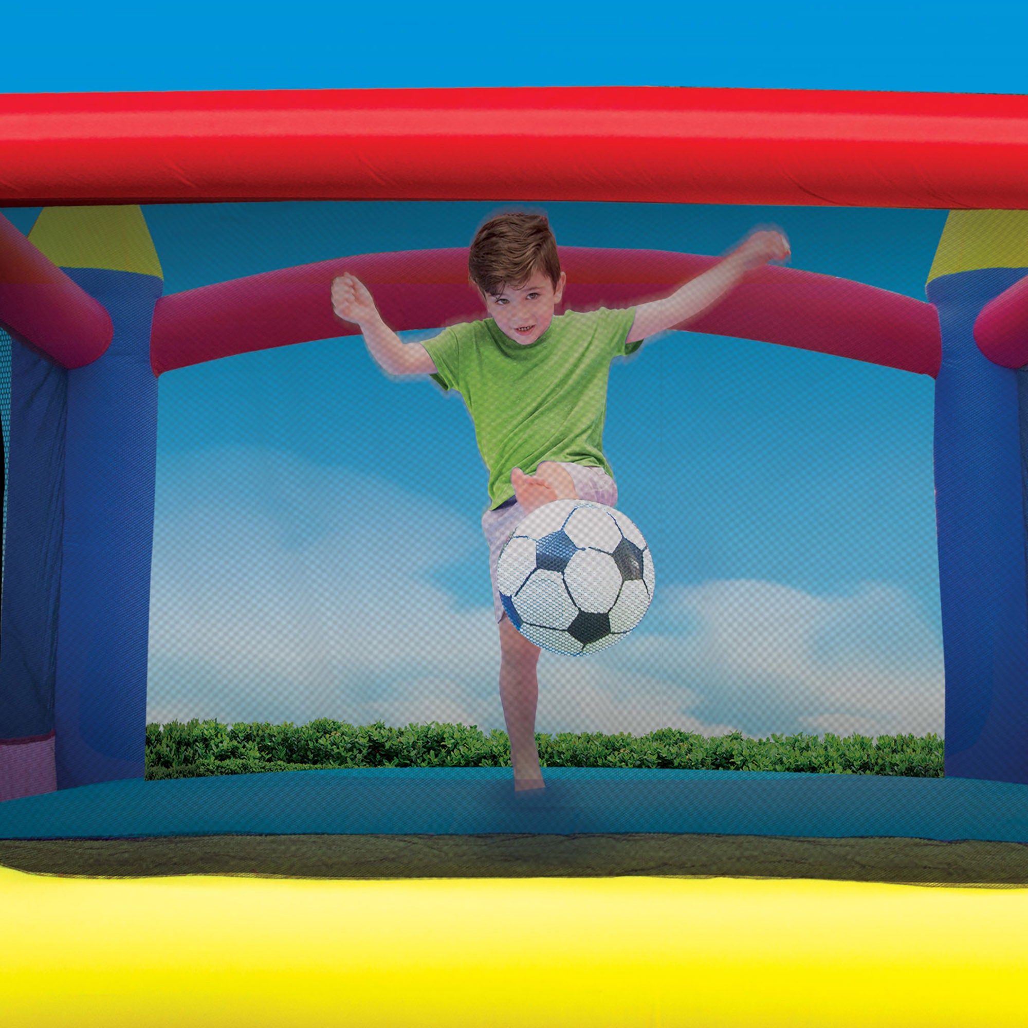 Inflatable Slide & Bounce House with Soccer Net and Ball E20066
