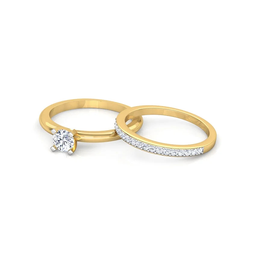 14K Yellow Gold Diamond Wedding Ring Set V291011
