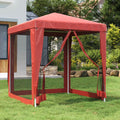Red Party Tent with 4 Mesh Sidewalls 6.6'x6.6' HDPE G829057