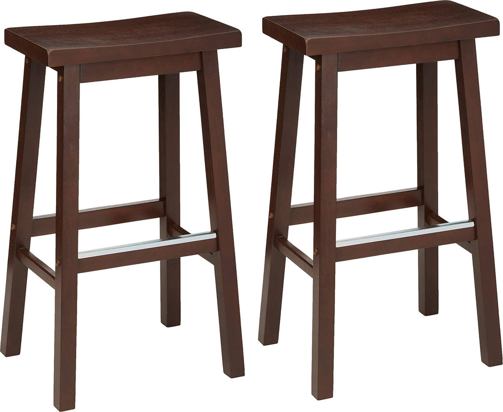Walnut Solid Wood Kitchen Counter Stool 29 inch Set of 2 N13365