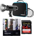200Ws Strobe Light with 64GB SD Card and Backdrop Boards Bundle (3 Items) F173