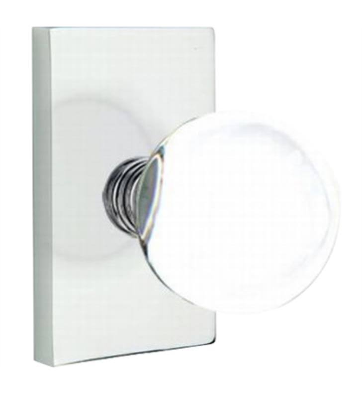 Octagon Knob Passage with Modern Rectangular Rose Satin Nickel Finish N9355