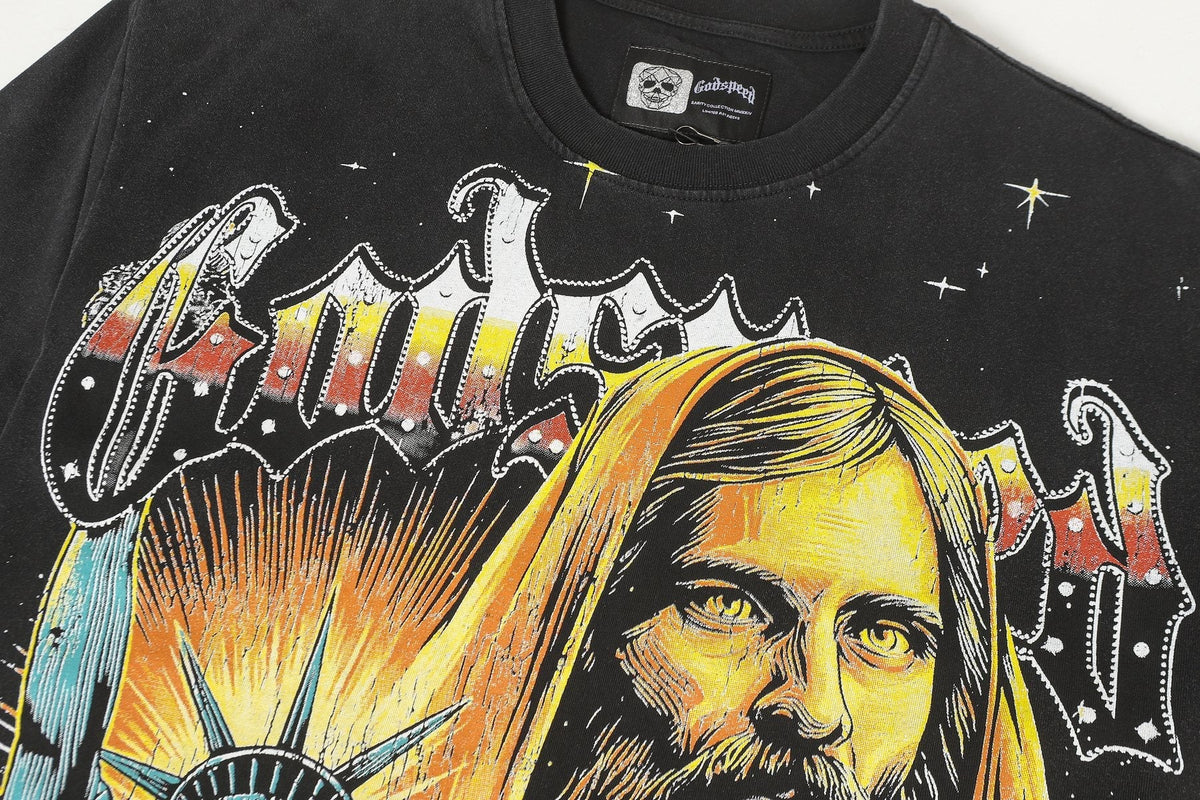 Godspeed Washed Black Statue Graphic T-Shirt
