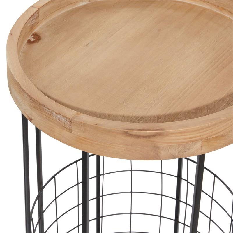 Black Industrial Metal Accent Table R53836