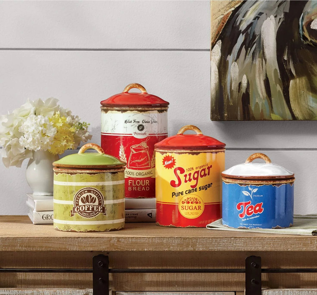 Red Ceramic Canisters Set of 4 Q515