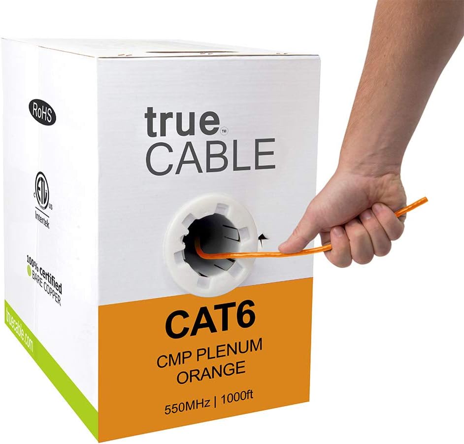 Cat6 Plenum 1000ft Green 23AWG 4 Pair Solid Bare Copper Bulk Ethernet Cable R9293