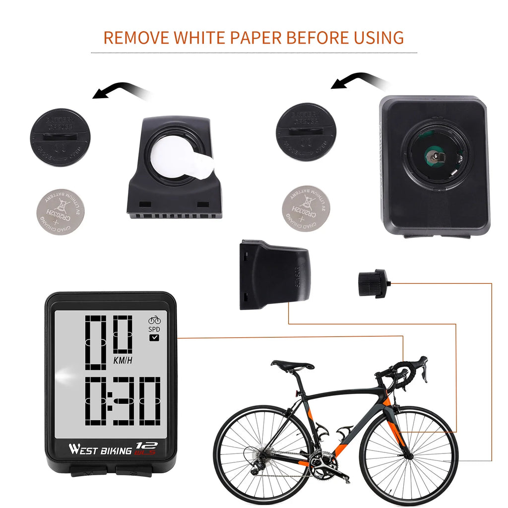 Black Wireless Bicycle Speedometer E153131