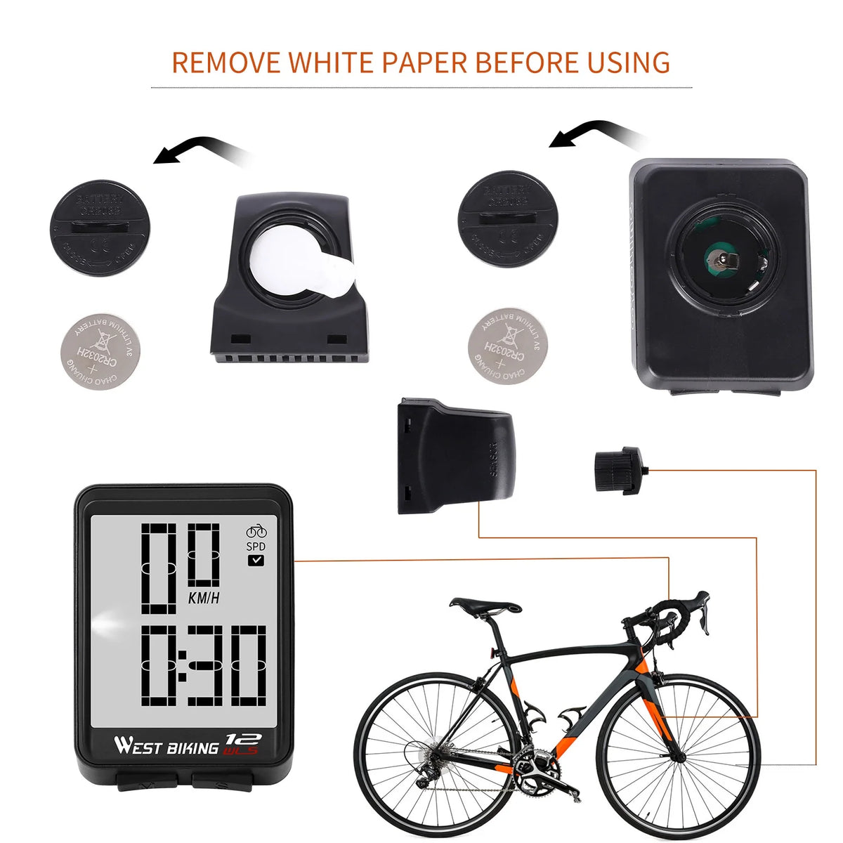 Black Wireless Bicycle Speedometer E153131