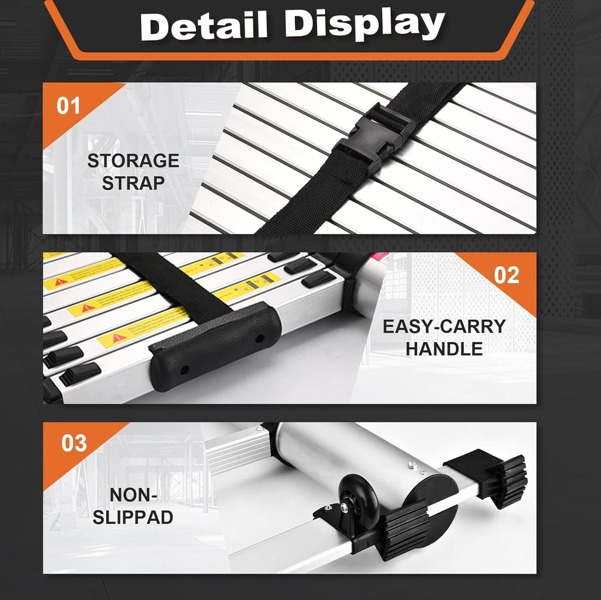 12.5 FT Aluminum Telescoping Ladder with Stabilizers V55279