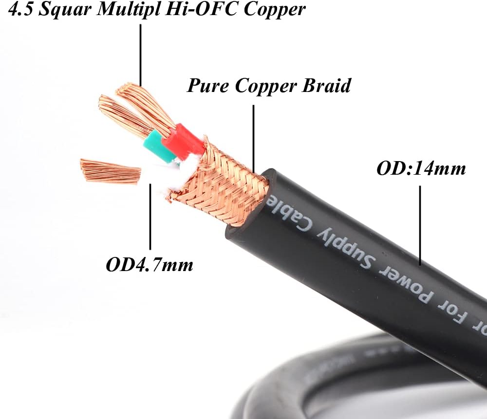 11AWG Pure Copper Power Cord with US Plug and IEC320 C13 Connector 6.6ft M621533