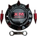 Pack of 2 Gloss Black Red Spikes Wheel Center Cap W192380