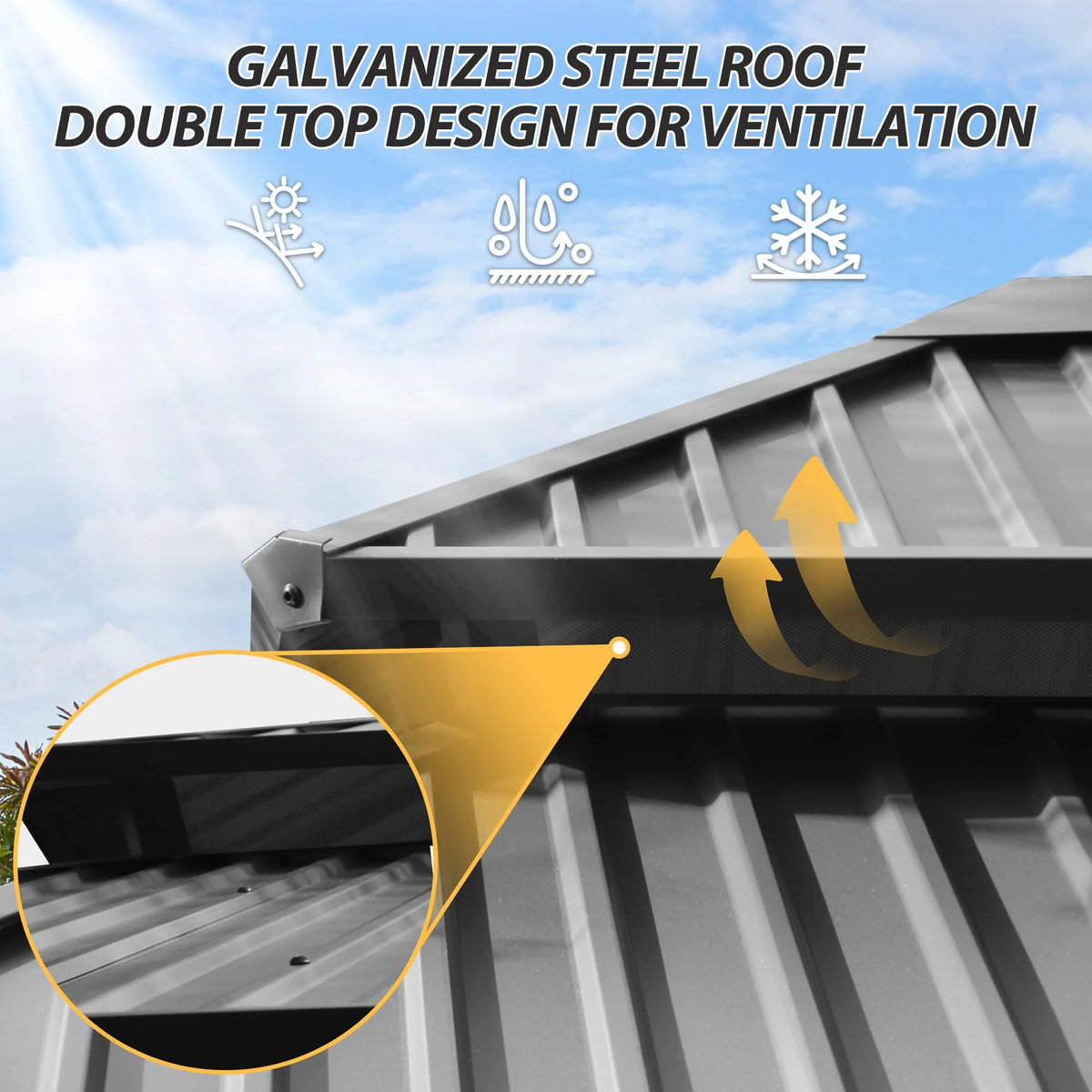 11' x 13' Hardtop Galvanized Steel Wood Gazebo H689