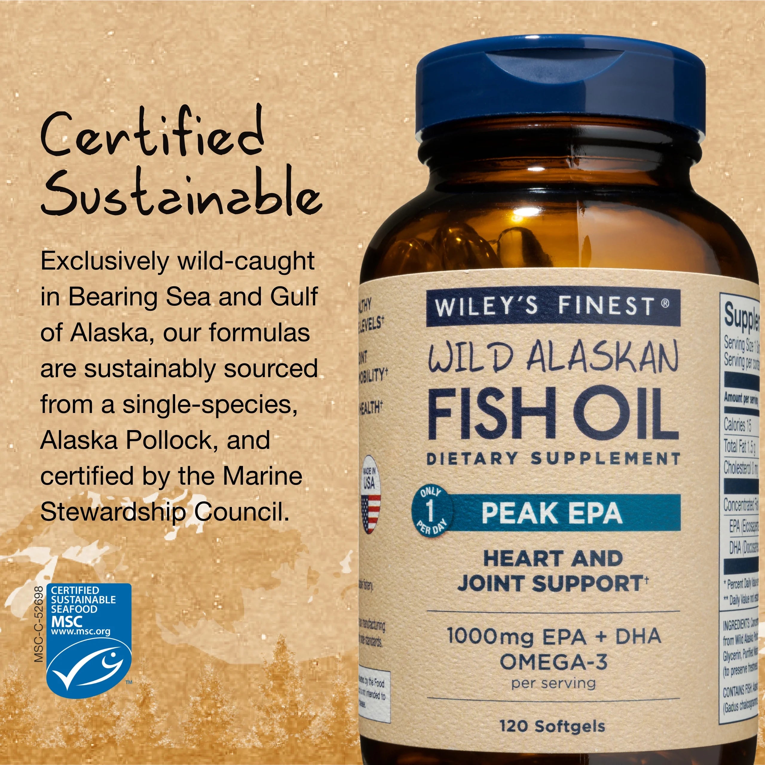 Fish Oil Peak EPA and DHA 1000mg 120 softgels S9804