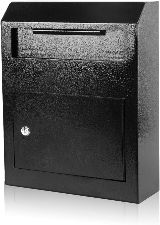 Black Rust-Proof Metal Wall Mount Mailbox with Security Locking U274646