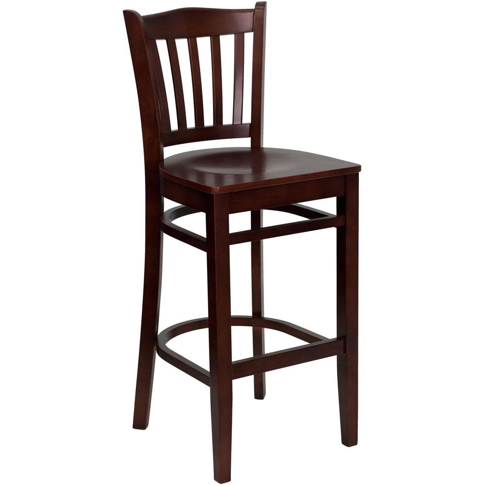 Mahogany Wood Vertical Slat Back Barstool V25587