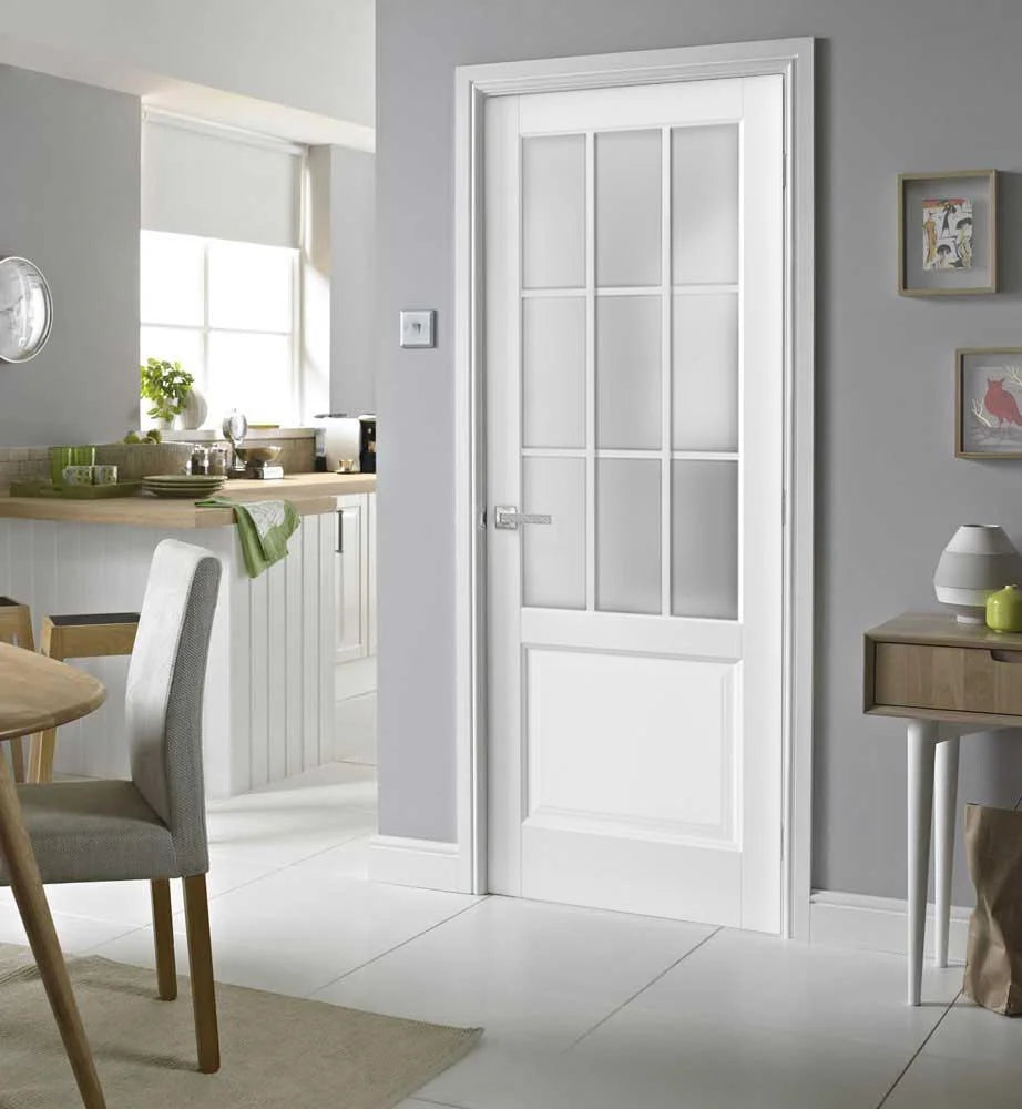 Solid French Door Frosted Glass 9 Lites 36 x 80 inches Q3596