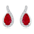 Natural Ruby and Diamond Studs Earrings in Platinum N4889