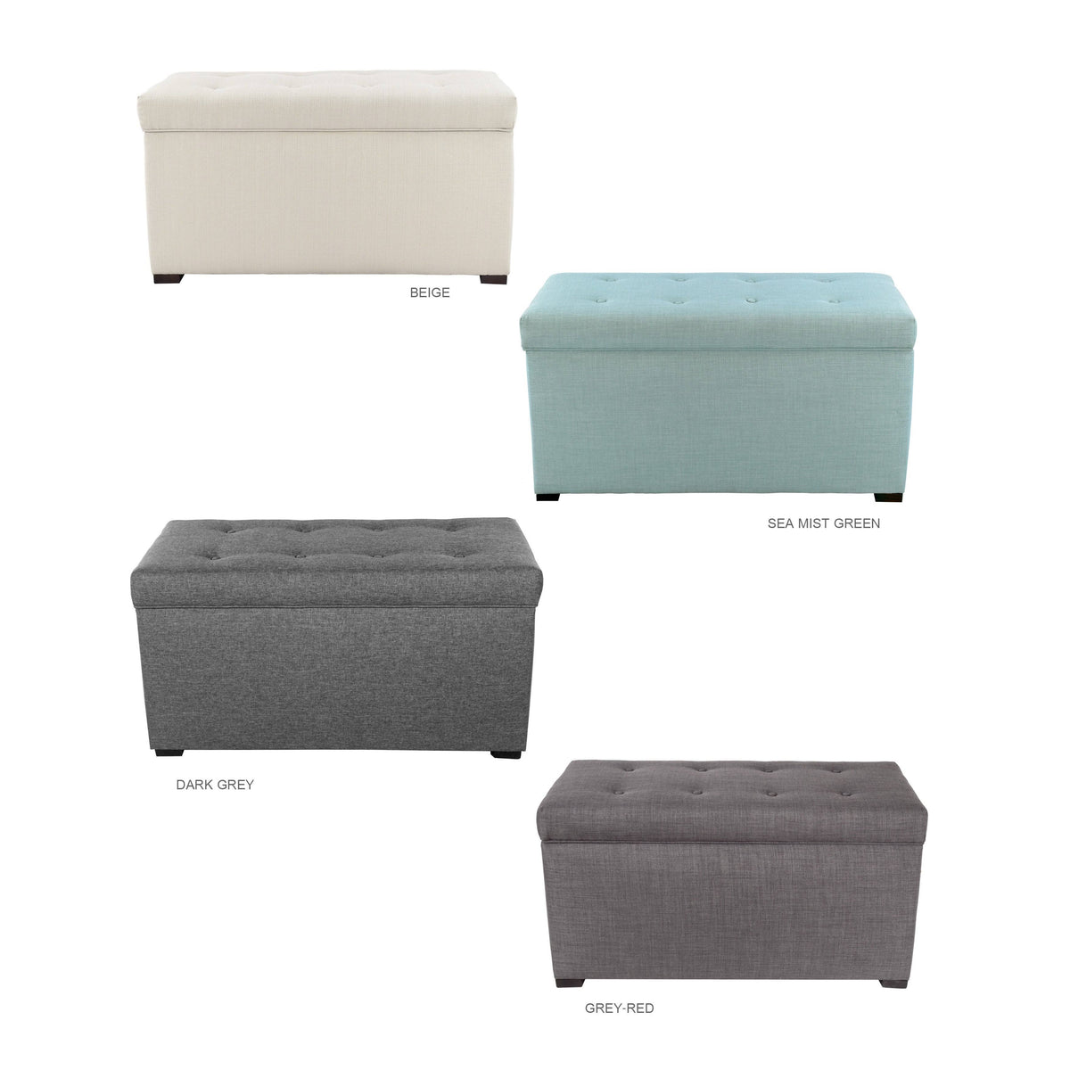 Green 8 Button Tufted Storage Bench P438