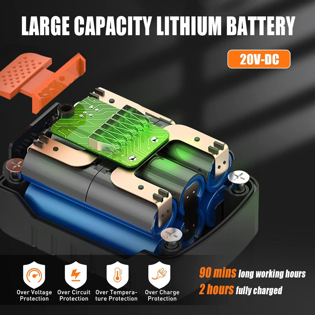 Single-Stage Vacuum Pump 3CFM 20V Lithium Battery DC Inverter 60 microns 1/4HP K288322
